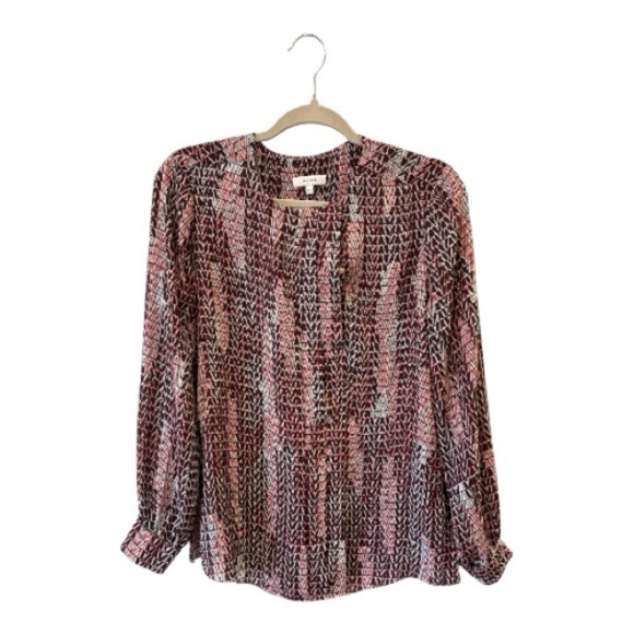 Reiss Peyton Weave Print Blouse Long Sleeve Berry Size 4
EUC - Picture 3 of 9
